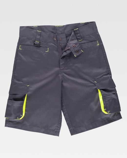 Bermuda linea 6, multibolsillos con elásticos Gris / Amarillo