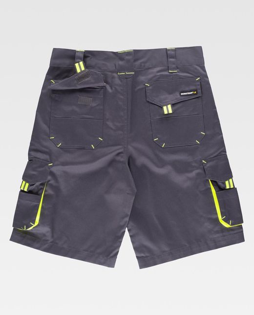 Bermuda linea 6, multibolsillos con elásticos Gris / Amarillo
