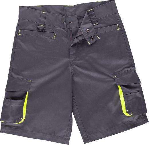 Bermuda linea 6, multitasche con elastico sui lati Grigio Giallo AV