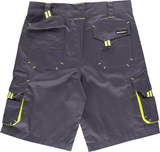 Bermuda linea 6, multibolsillos con elásticos Gris / Amarillo