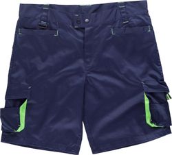 Bermuda linea 6, multibolsillos con elásticos Marino / Verde Flúor