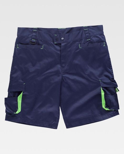 Bermuda Linie 6, Mehrfachtasche mit Gummizug an den Seiten Navy Green Fluorine