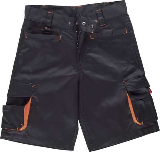 Bermuda linea 6, multitasche con elastico sui lati Nero Arancio AV