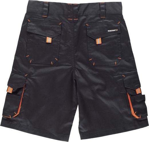 Bermuda Linie 6, Mehrfachtasche mit Gummizug an den Seiten Schwarz Orange AV