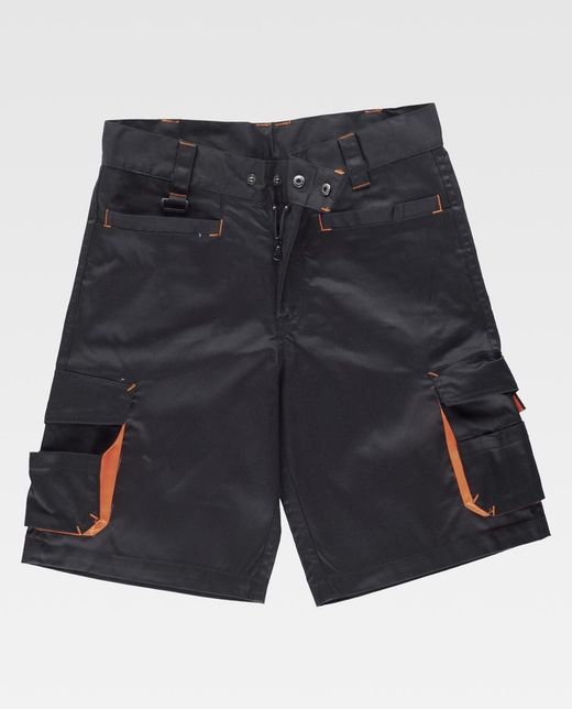 Bermuda Linie 6, Mehrfachtasche mit Gummizug an den Seiten Schwarz Orange AV