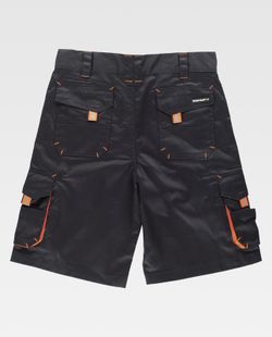 Bermuda Linie 6, Mehrfachtasche mit Gummizug an den Seiten Schwarz Orange AV