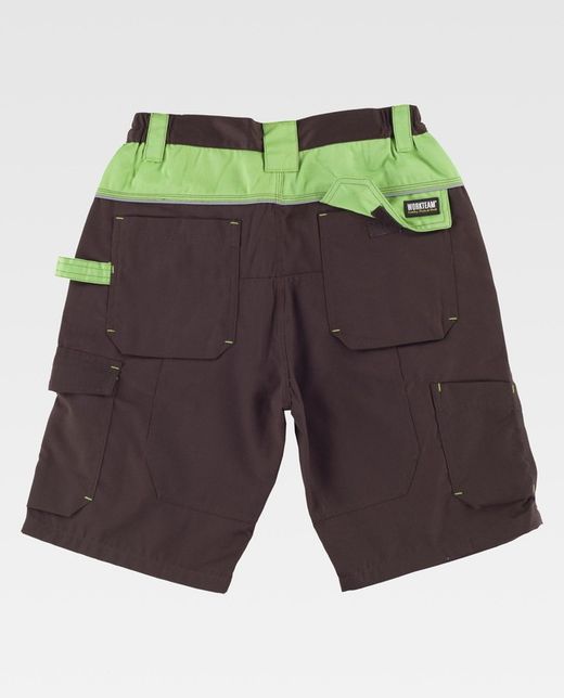 Bermuda Multi-Pocket mit Verstärkung im Kragen Brown Green Lime
