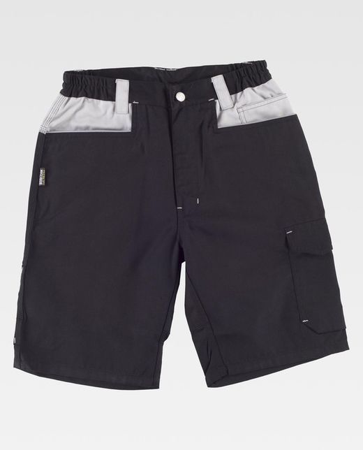 Bermuda Multi-Pocket mit Verstärkung im Kragen Schwarz / Hellgrau