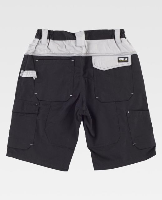 Bermuda Multi-Pocket mit Verstärkung im Kragen Schwarz / Hellgrau
