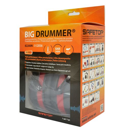 BIG DRUMMER, protector auditivo dieléctrico SNR 34 Db