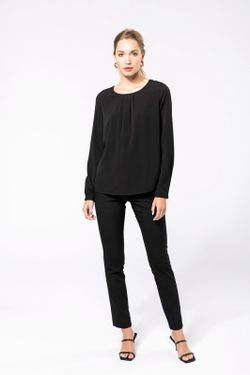 Langarm-Kreppbluse für Damen