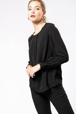 Langarm-Kreppbluse für Damen