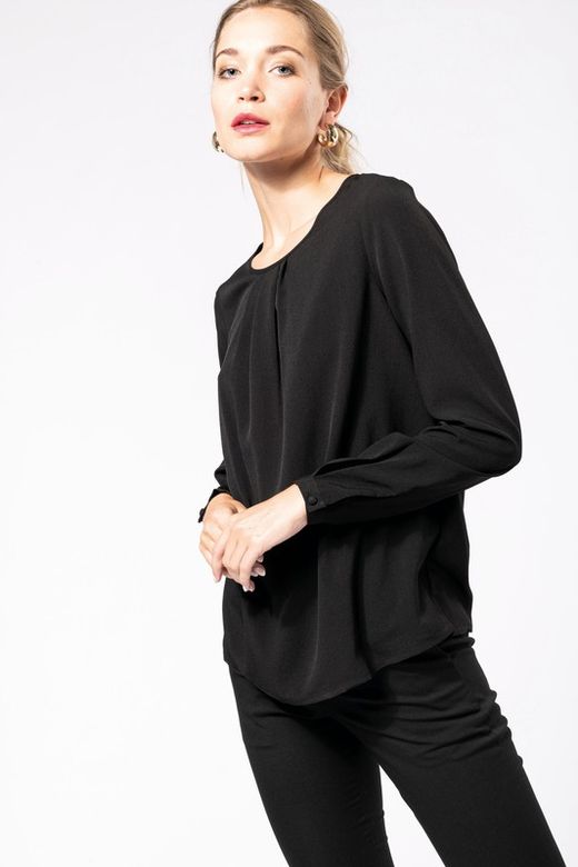 Langarm-Kreppbluse für Damen