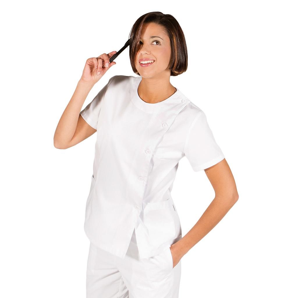 Blusa Mujer C/Redondo Botones Costado Blanco L