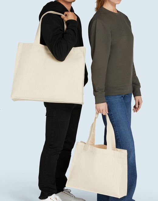 Bolsa de compra de lona asa larga con pliegues