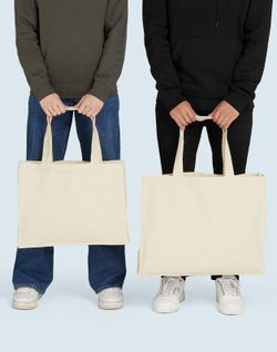 Bolsa de compra de lona asa larga con pliegues