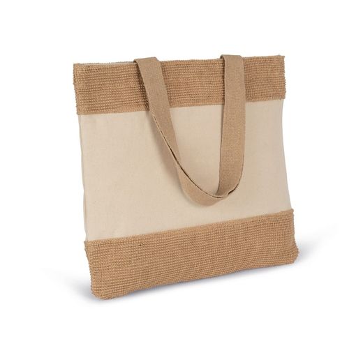 Bolsa de compras de algodón e hilos de yute trenzados