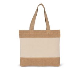Bolsa de compras de algodón e hilos de yute trenzados