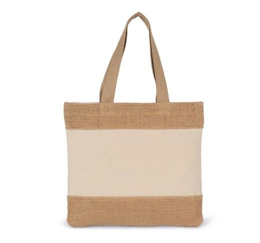 Bolsa de compras de algodón e hilos de yute trenzados