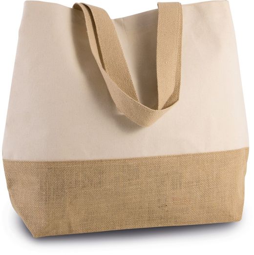 KI0235 Bolsa de compras de yute & algodón canvas