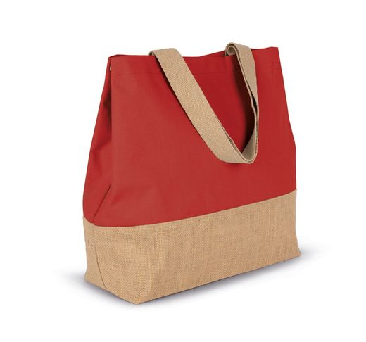 KI0235 Bolsa de compras de yute & algodón canvas