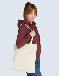Bolsa de lona orgánica Premium asa larga