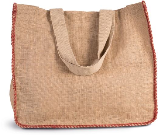 Jutetasche mit Kontrastnähten