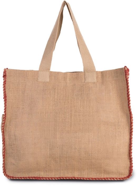Jutetasche mit Kontrastnähten
