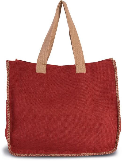 Bolsa de yute con costuras contrastadas