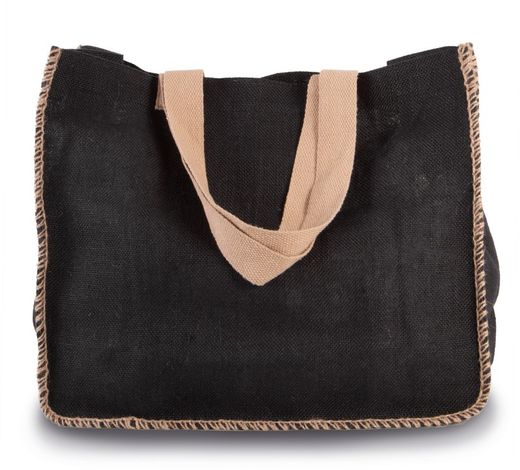Bolsa de yute con costuras contrastadas