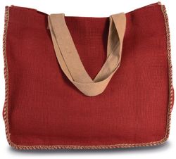 Bolsa de yute con costuras contrastadas