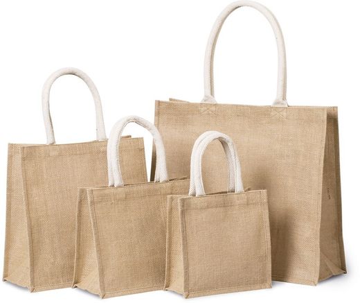 Bolsa estilo tote de tela de yute, modelo mediano