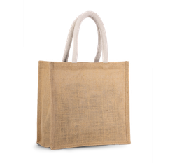 Bolsa estilo tote de tela de yute, modelo mediano