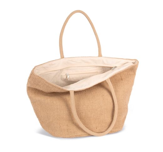 Bolsa shopper de hilo de yute tejido, efecto tejido tricotado