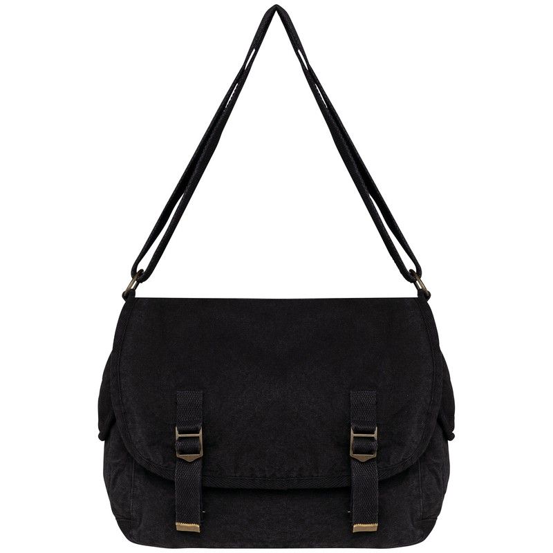 Bolso con solapa ecorresponsable efecto lavado Washed black One Size