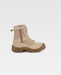 High-Top-Stiefel mit Schnürsenkeln und seitlichem Reißverschluss Beige