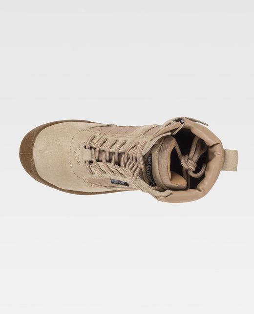 High-Top-Stiefel mit Schnürsenkeln und seitlichem Reißverschluss Beige