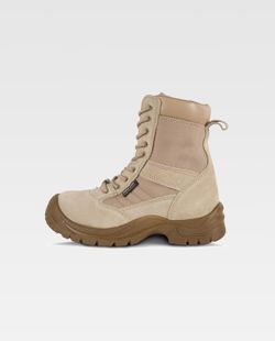 High-Top-Stiefel mit Schnürsenkeln und seitlichem Reißverschluss Beige