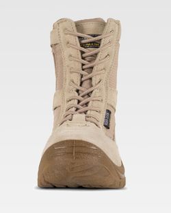 High-Top-Stiefel mit Schnürsenkeln und seitlichem Reißverschluss Beige