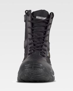 High-Top-Stiefel mit Schnürsenkeln und seitlichem Reißverschluss Schwarz