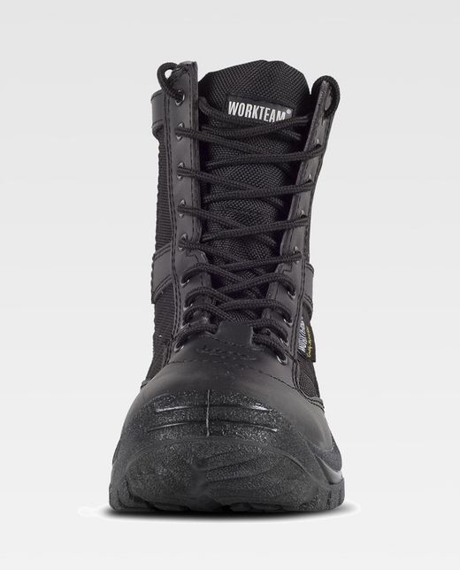 High-Top-Stiefel mit Schnürsenkeln und seitlichem Reißverschluss Schwarz
