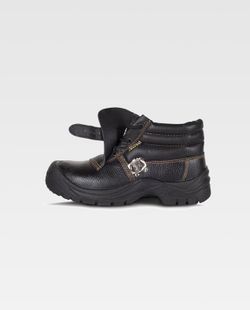 Wasserdichter Lederstiefel mit Schnalle Dual-Density-PU-Sohle Schwarze Stahlkappe und Innensohle