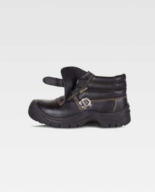 Wasserdichter Lederstiefel mit Schnalle Dual-Density-PU-Sohle Schwarze Stahlkappe und Innensohle