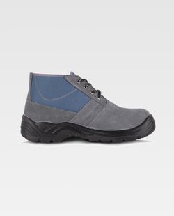 Geteilter Stiefel aus Leder und Segeltuch mit Schnürsenkeln Chiruca Typ PU-Sohle mit doppelter Dichte Stahlkappe und Innensohle Grau