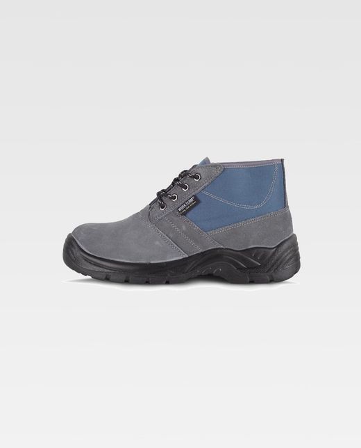 Geteilter Stiefel aus Leder und Segeltuch mit Schnürsenkeln Chiruca Typ PU-Sohle mit doppelter Dichte Stahlkappe und Innensohle Grau
