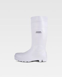 Stiefel aus Weiß, Nitril und PVC, Zehenkappe aus Stahl und Innensohle Weiß