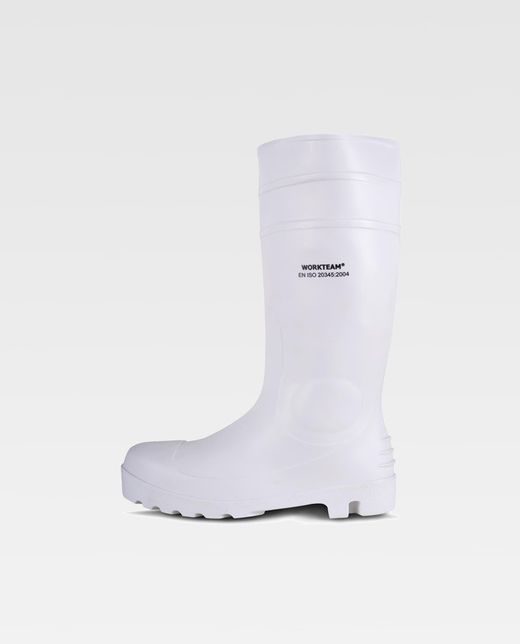 Stiefel aus Weiß, Nitril und PVC, Zehenkappe aus Stahl und Innensohle Weiß