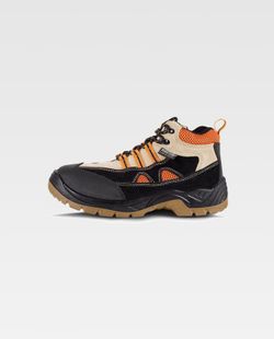 Geteilter geteilter Lederstiefel, Zehenkappe und metallische Anti-Schock-Innensohle Schwarz