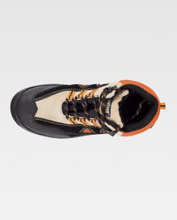 Geteilter geteilter Lederstiefel, Zehenkappe und metallische Anti-Schock-Innensohle Schwarz