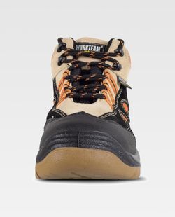 Geteilter geteilter Lederstiefel, Zehenkappe und metallische Anti-Schock-Innensohle Schwarz